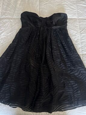 Express Strapless Black Satin Zebra Print Dress